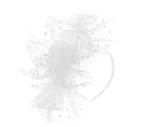 Lurrose Black Fascinator Fascinators for Women, White Fascinator Net Yarn Hairband, Wedding Hair Accessories, Festival Hair Piece for Women and Girls Silk Bonnet