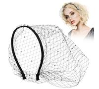 Lurrose Black Mesh Headband for Women Lightweight Thin Birdcage Veil Headbands Comfortable Hair Accessories for Weddings Parties and Funerals