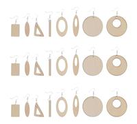 Lurrose Blank Wood Drop Dangle Earrings Wood Charms Simple Design Lightweight Can Be Painted on Art Projects DIY Teardrop Shape Elegant Appearance