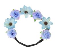 Lurrose Blue Fabric Rose Flower Headband Hair Wreath with Comfortable Texture, Stylish Floral Hair Accessory for Festivals and Holiday Wear