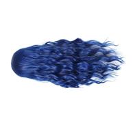 Lurrose Blue Long Wave Wig for Women, Natural-looking Middle Part Hairpiece Made with High Temperature Wire, No Tape Glue or Sew Needed, for Cosplay and Daily Wear