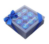 Lurrose Blue Soap Rose Bouquet 9pcs Boxed Romantic Flower Soap Set for Valentine's Day for Home Décor and Special Occasions