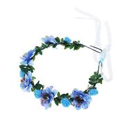 Lurrose Bohemia Floral Wreath Bridal Headband Decorative Garland Simulation Flower Crown for Festival Wedding Blue