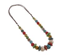 Lurrose Bohemian Ceramic round Bead Necklace Lightweight and Resistant to Fading, Colourful Boho Style Pendant Necklace for Women, for Daily Wear and Party Accessories