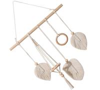 Lurrose Bohemian Hair Bow Holder Organizer for Hair Bow and Clips Display Beige Macrame Cotton Rope Hanging Organiser for Living Room Or Dormitory Wall Decor