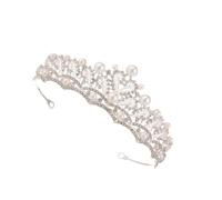 Lurrose Bridal Crown Pearl Rhinestone Alloy Lightweight Elegant Wedding Hair Accessory with Eye-catching Chic Style for Party