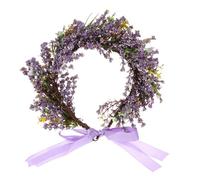 Lurrose Bridal Wreath Headband Floral Wreath Hair Band Cloth Adjustable Headpiece with Ribbon for Party Vacation Girl Random Color