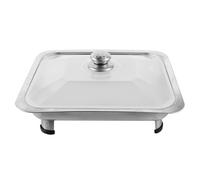 Lurrose Buffet Food Holder Tray with Anti-Skid Legs and Lid Rectangular Stainless Steel Practical Catering Serving Platter with Rounded Corners for Party or Buffet Use