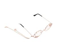 Lurrose Butterfly Bow round Frame Eyeglasses Kawaii Cosplay Glasses with Chain, Metal Costume Accessory for Women, Valentine's Day Parties