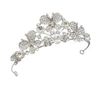 Lurrose Butterfly Bridal Crown Rhinestone Silver Tiara Crystal Princess Hair Jewelry Wedding Diadem for Women and Girls
