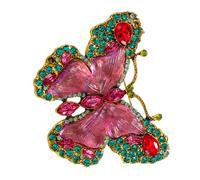 Lurrose Butterfly Pin Lapel Pin Beautiful Alloy Crystal Brooch with Secure Fastening Clothing Adornment for Women Scarves Weddings