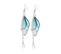 Lurrose Butterfly Wing Earrings for Women Lightweight Dangle Rhinestone Teardrop DIY Kit Elegant Handmade Jewelry for Party Cosplay Halloween Romantic Nature-inspired Accessory