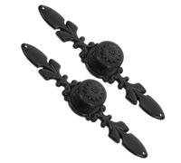 Lurrose Cabinet Pull Handle Zinc Alloy with Matte Finish and Carved Texture, Elegant Vintage 2pcs Black 12.2x2.5x2.1cm Replacement for Kitchen Cupboard, Dresser and Drawer