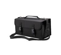 Lurrose Capacity Pencil Case Slot Marker Bag Zipper Shoulder Strap Stationery Organiser Bag Plain Black
