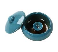 Lurrose Ceramic Cigarette Ashtray with Lid, Chinese Style Vintage Desktop Ash Container for Office and Home, Blue Porcelain Creative Ashtray for Indoor Use