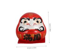 Lurrose Ceramic Japanese Figurine Traditional Luck Cat Ornament Handcrafted Sculpture for Home Office Desk Decor Red Fortune Charm