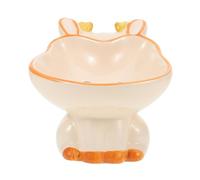 Lurrose Ceramic Pet Bowl Large Mouth Wide Opening Tilted Design for Cats and Small Dogs Porcelain Water and Food Dish with Neck Comfort Easy to Clean Cute Ceramic Dog Water Bowl