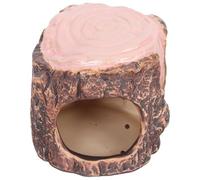 Lurrose Ceramic Pet Nest Imitation Wood Hamster Nest Cooling Easy to Carry Simple Natural Design Decoration for Home Suitable for Little Squirrel and Hedgehog