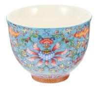 Lurrose Ceramic Tea Cup Blue Flower Pattern Small Home Water Cup Chinese Kung Fu Tea for Household Use