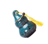 Lurrose Ceramic Tea Jar Blue Gourd Mini Multipurpose Storage Jar Airtight Scented Tea Canister for Coffee Beans and Snack Storage