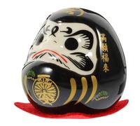 Lurrose Ceramic Traditional Egg Ornament Miniature Fortune Doll Figurine Black Lucky Decor for Car and Home Japanese Tumbler Statue