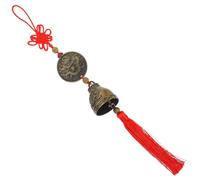 Lurrose Chinese Feng Shui Copper Coin Wind Chime with Traditional Knotting Soothing Melodic Chimes for Home and Car Decoration Lucky Pendant for Wealth and Peaceful Atmosphere