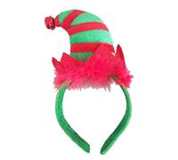 Lurrose Christmas Headband Elf Hat Hair Hoop Cute Bell Hairband Elves Party Hats with Jingle Bells Feather for Santa Party Carnival Costume