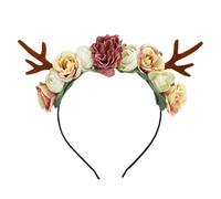 Lurrose Christmas Headband Reindeer Antler Headband Flower Hair Band Deer Costume Headband for Christmas Party Favor