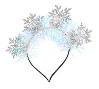 Lurrose Christmas Snowflake Headband for Women with Silver Glitter Felt Fabric, Lightweight and Sturdy Decorative Hair Accessory for Holiday Party and Photo Prop