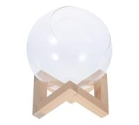 Lurrose Clear Glass Propagation Vase with Retro Wooden Stand for Hydroponic Plants Round Transparent Plant Terrarium for Garden Patio Home Wedding Decor Easy-install Propagation Station