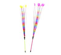 Lurrose Colorful Feather Cat Teaser Random Color for Cats and Kittens 2pcs Interactive Pvc Feather Wand for Teasing and Attracting Attention for Playing with Indoors