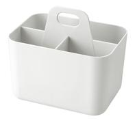 Lurrose Compact Portable Shower Basket White Handle Household Toiletry Organizer 1pcs Bathroom and Dorm Storage Box for Cosmetics