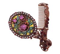 Lurrose Compact Vanity Makeup Mirror with Comb Cover Portable Small Cosmetic Mirror for Girls Travel Daily Use Handheld