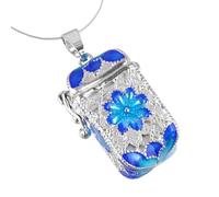 Lurrose Copper Hollow out Square Pendant Perfume Bottle Case with Hanging Circle Design and Essential Oil Holding for DIY Necklace Accessories