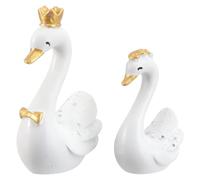 Lurrose Couple Swan Resin Figurine Set 2Pcs for Home Party Wedding Cake Decorations 5.7Cm 4.3Cm