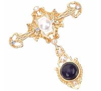 Lurrose Cross Sapphire Matte Brooch Pin for Clothes Women Alloy Elegant Decorative Lapel Pin Suitable for Engagements and Bridal Showers