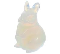Lurrose Crystal Bunny Figurine Small Decorative Rabbit Statue Made of White Crystal Stone with Realistic Design and Lightweight Portable Feature for Home and Office Décor
