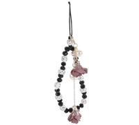 Lurrose Crystal Flower Pendant Phone Strap with Black Non-slip Wrist Lanyard Hanging Beads Mobile Phone Charm for Women Suitable for Everyday Use Random Color