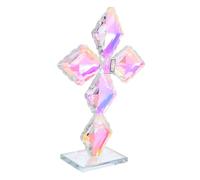 Lurrose Crystal Glass Cross Figurine Prismatic Religious Ornament for Christian Altar and Desktop Decoration Sparkling Transparent Crystal Standing Cross for Easter and Christmas Home