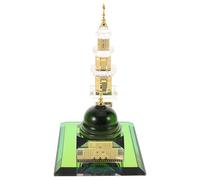 Lurrose Crystal Kaaba Clock Tower Mosque Figurine Set - Premium Crystal Islamic Architecture Model - Muslim Festival Ornament for Ramadan Eid Home Décor