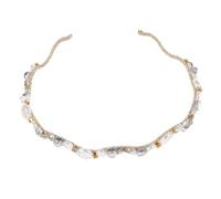 Lurrose Crystal Pearl Headband Embellished Women Bling Hair Accessory Pearl Headband for Teens Bridal Hair Accessories