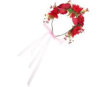 Lurrose Cute Flower Hair Band for Women and Brides Featuring Elegant Red Fabric, Soft and Comfortable Material, Versatile Accessory for Parties and Prom Occasions