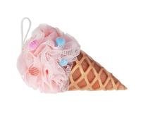 Lurrose Cute Ice Cream Cone Bath Loofah Shower Pouf Exfoliating Sponge Body Wash Ball for Children’s Bathing Skin Care and Household Shower Use