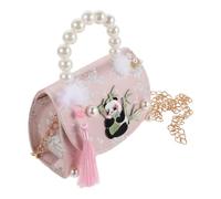 Lurrose Cute Panda Crossbody Bag for Little Lightweight Sling Bag with Shoulder Strap and Handle, Chinese Style Purse with Delicate Pearls, for Birthday and Special Occasions