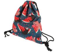 Lurrose Cute Zipped Featuring or Sloth Exterior and Pockets Watermelon Drawstring Bag with Adjustable Pattern for Gym School Sports