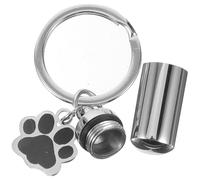 Lurrose Cylindrical Paw Print Keychain Urn Pendants for Ashes Pet Memorial Key Ring Hanging Ornament Small Urn Keychain for Bag Cat Dog Memorial