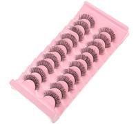Lurrose D Curled False Eyelashes Fit Eyelid Shape 10 Pairs for Women, Artificial Hair Material Enhance Beauty, Pink Colour, for Shopping and Birthday Party Use