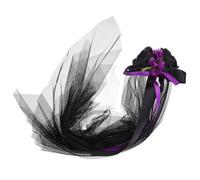 Lurrose Dark Floral Veil Headpiece Halloween Costume Accessory with Rose Crown Gothic Day Dead Bride Veil for Women Party Cosplay Wedding Hair Garland