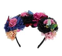 Lurrose Day the Dead Flower Crown Headband Random Color Hair Accessory with Cloth Material Elegant Insect Motif Festival Hair Band for Theme Parties and Masquerade