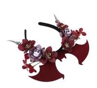 Lurrose Day the Dead Flower Crown Headband with Bat Wings, Comfortable Fit Nonwoven Fabric Hair Accessory for Halloween Cosplay, Masquerade and Stage Shows, Vivid and Spooky Design